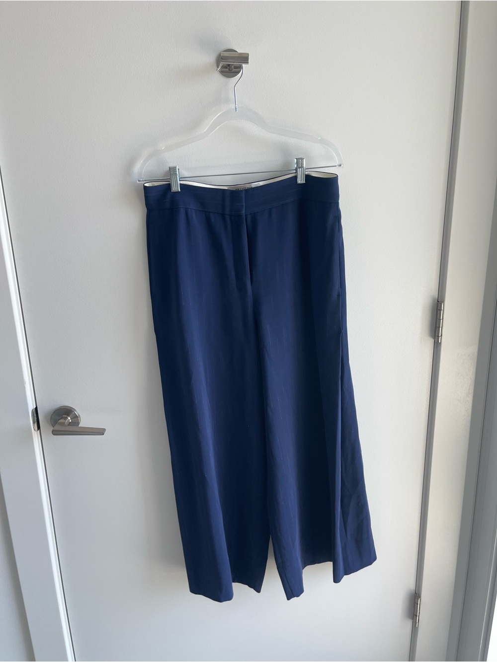 MM Lafleur Navy Wide-Leg Women's Pinstripe Trousers